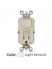 Leviton GFSW1-T - 15A - 125 V - NEMA 5-15R - Self-test SmartLock Pro Slim Blank GFCI - 20 Amp Feed-Through - Tamper-Resistant - Monochromatic - Light Almond