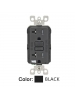 Leviton GFWT2-E - 20A - 125 V - NEMA 5-20R - Self-test SmartLock Pro Slim Weather & Tamper-Resistant GFCI - Monochromatic - 20 Amp Feed-Through - Black
